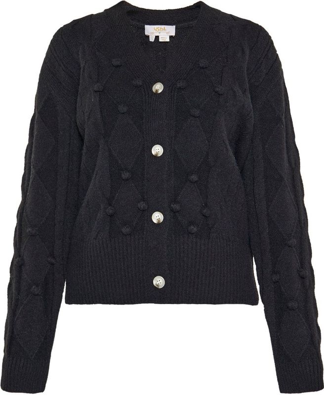 usha - FESTIVAL - Gebreid Vest - Zwart - V-hals - Lange Mouw