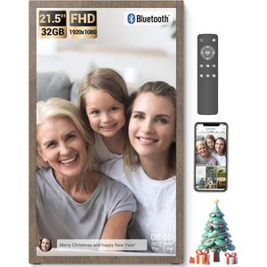 Digitale Fotolijst 21.5 inch met WiFi en Afstandsbediening - 32GB Geheugen, Delen van Foto's en Video's via App/USB/SD