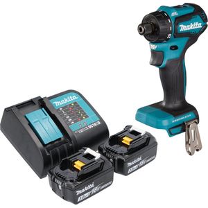 Makita DDF 083 SF accuboormachine 18 V 40 Nm 1/4'' borstelloos + 2x oplaadbare accu 3.0 Ah + lader