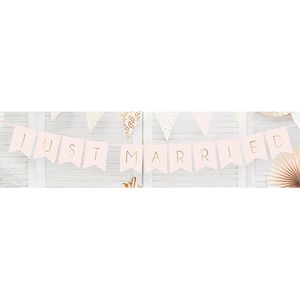 Partydeco - Letterslinger Just Married licht roze