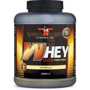 M Double You - 100% Whey Protein (Vanilla - 2250 gram) - Eiwitshake - Eiwitpoeder - Eiwitten - Sportvoeding - 90 shakes