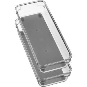 5Five Keuken lade organizer bakje - Set van 2x stuks - 1-vaks - Tidy Smart serie - kunststof - 9 x 23 x 4,5 cm