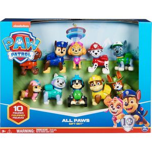 PAW Patrol 10e verjaardag - Alle poten aan dek-cadeauset met 10 PAW Patrol-speelfiguren