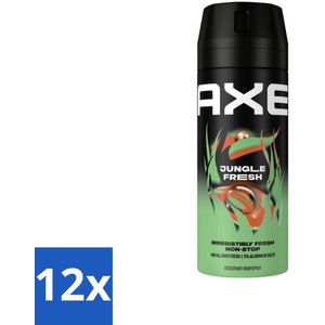 AXE - Deodorant Spray - Jungle Fresh - Tropische Geur - Verfrissend - 150 ml - Voordeelverpakking - 12 stuks