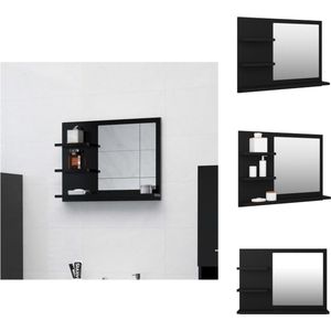 vidaXL Wandspiegel - Zwart - 60 x 10.5 x 45 cm - Spaanplaat en Acryl - Badkamerkast