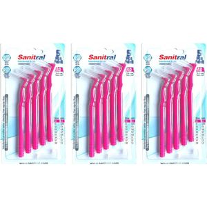 Sanitral hoek interdentale ragers (0,4 mm - maat S0), schuine tandborstel voor het reinigen van tanden - uitstekende toegang tussen de tanden - roze (3 x 5 stuks) 15 stuks