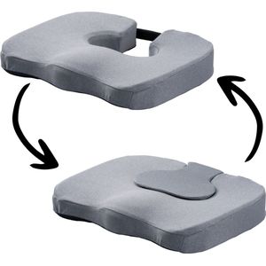 MultiMotion stuitkussen met uitneembaar stuitdeel en anti-slip onderzijde- Orthopedisch & Ergonomisch kussen met uitsparing - Zitkussen stuitje
