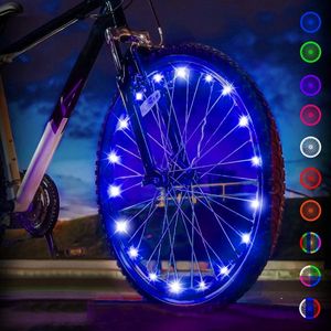 BOTC Spaakverlichting voor fiets - 20 holders - Wielverlichting LED - Lichtsnoer Fietswiel - 20 Leds - 220CM - Blauw