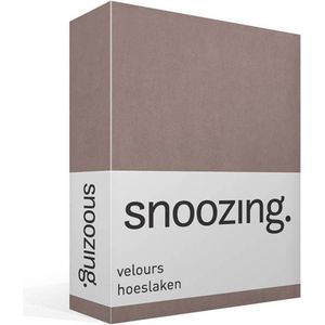 Snoozing velours hoeslaken - Tweepersoons - Taupe