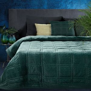 Oneiro’s luxe KRISTIN Type 2 Beddensprei Groen- 170 x 210 cm – bedsprei 2 persoons - beige – beddengoed – slaapkamer – spreien – dekens – wonen – slapen