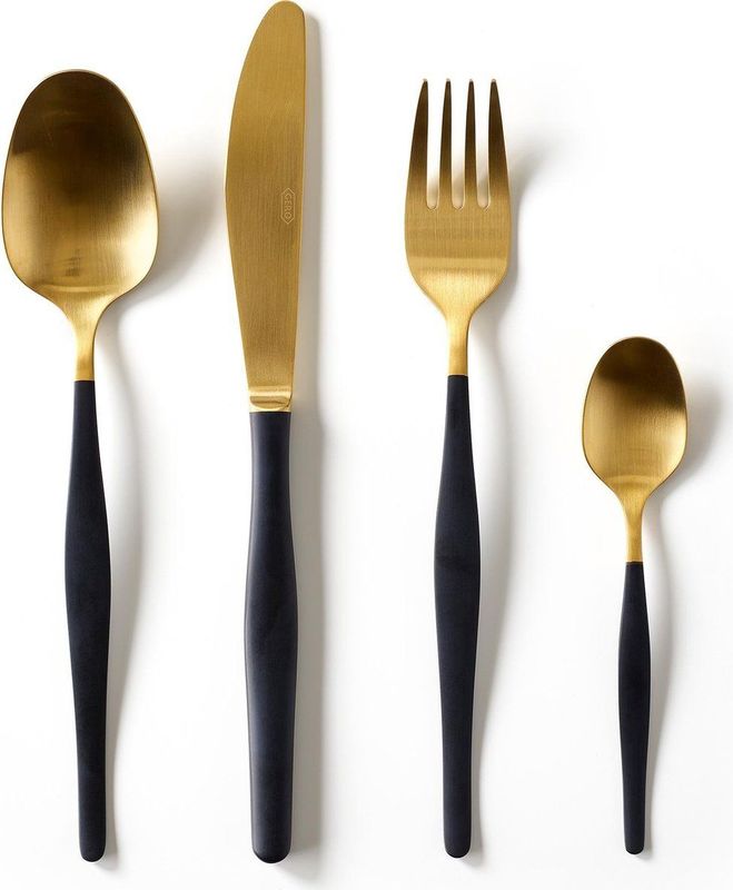 Gero Roos bestekset - 24 stuks - 6 persoons - zwart/goud