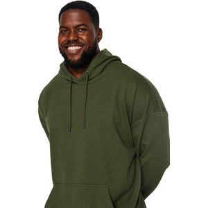 Trendyol Marineblauwe Plus Size Oversized/Wide Cut Fleece Binnenkant/Warm Sweatshirt Tmnaw24Ao00013