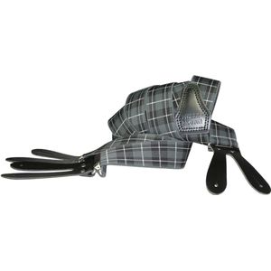 Pierre Mouton - Bretel - Volwassenen - Heren - Tartan - Bretel - met Leertjes - Grijs - 120cm - 35mm - M - L