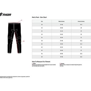 Pantalon de moto cross enduro noir taille 44 US34 pour homme femme Thor Pulse