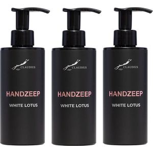Handzeep White Lotus 300 ml - met pomp - zwarte fles - set van 3 stuks - Voordeelverpakking