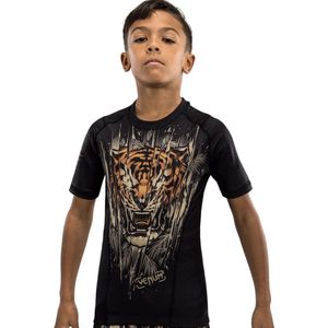Venum Tiger Rashguard Kids Zwart Neon Oranje - Kids - 12 Jaar