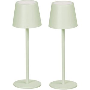 GAEVE - Tafellamp oplaadbaar DUO PACK 2 Stuks - Mint Groen - Draadloos en Dimbaar - 27,5cm hoog - 3 lichtkleuren - Elke lichtkleur is dimbaar - Geschikt voor binnen en buiten - Nachtlamp - Waterdicht