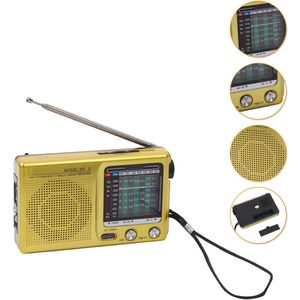 Colorful Sun® Multiband Radio – FM/AM/SW1-7 Wereldontvanger – Draagbare Radio met Telescoopantenne & 3V Externe Voedingsoptie – Werkt op 2x AA Batterijen – Voor Noodgevallen, Reizen & Outdoor – Goud