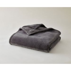 Plaid Cocooning Grijs / Antraciet grijs - 150x200cm - Super zachte kwalitatieve Plaid - Fleece plaid - zachte warme Fleecedeken