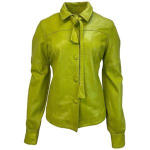 Dames Korte Groene Leren Blouse – Tatum M
