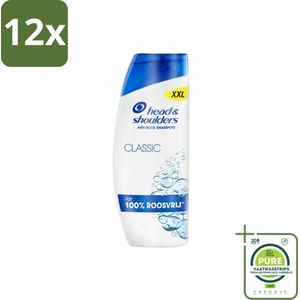 Head & Shoulders – Shampoo – Classic – 625 ml - Voordeelverpakking - 12 stuks - Anti-roos shampoo - Roosvrij haar