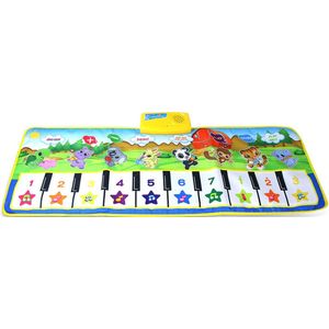 Piano Mat met 8 Instrument Geluiden - Muzikaal Speelgoed - Kinder Vloer Piano - Toetsenbord Dansmat - Dieren Thema Touch Playmat - Interactief Muziek Speelgoed - Geschikt Voor Kinderen Van 3 Jaar En Ouder- Inclusief Dierkaarten- Unisex - 100cm x 35cm