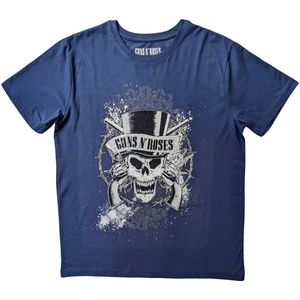 Guns N' Roses - Faded Skull Heren T-shirt - 2XL - Blauw