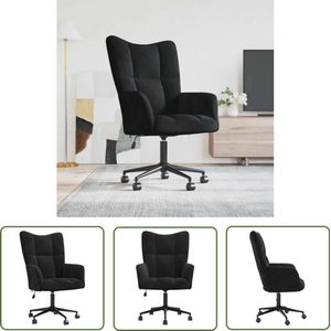 vidaXL Relaxstoel - Fluweel - Zwart - Draaibaar Relaxstoel - Bureau Stoel - Lounge Chair - Velvet Stoel - Zwarte Stoel