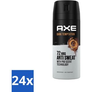 24 x Axe - Deodorant Spray - 72hrs Anti Sweat - Dark Temptation - 150 ml - Anti-transpirant - Deodorant - Axe Dark Temptation - Chocolade Geur - Kruiden Geur