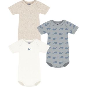 Petit Bateau Setje van katoenen body's met korte mouwen en walvisprint voor baby's