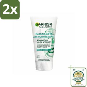 Garnier - SkinActive - Gezichtsreinigingsschuim - Hyaluronzuur & Aloe Vera - Hydraterend - 150 ml - Voordeelverpakking - 2 stuks - Hyaluronzuur - Aloe vera