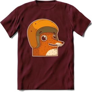 Safety fox T-Shirt Grappig | Dieren vos Kleding Kado Heren / Dames | Animal Skateboard Cadeau shirt - Burgundy - S