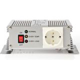 Nedis Inverter Gemodificeerde Sinusgolf - Ingangsvoltage: 12 V DC - Apparaat stroomoutput: Type F (CEE 7/3) - 230 V AC 50 Hz - 600 W - Piekvermogen: 1500 W - Accuklemmen - Zilver