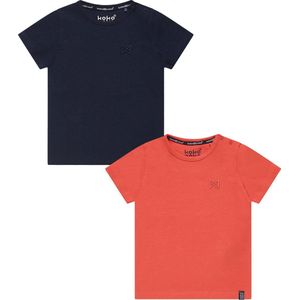 Koko Noko BIO Basics (2pack) - Shirts - Neon Coral - Navy - Maat 50-56