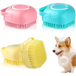Boraboi® Superzachte Siliconen Huisdierbadborstel met Shampoodispenser voor Honden en Katten - 4 Stuks