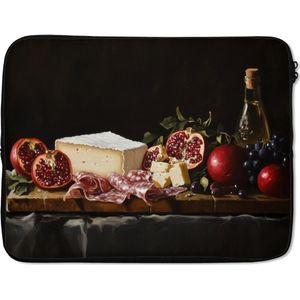 Laptophoes 15.6 inch - Stilleven - Vintage - Borrelplank - Laptop sleeve - Binnenmaat 37x26 cm - Zwarte achterkant