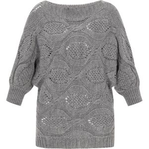 Usha - Trui - Grijs - Vleermuismouwen - Normale Pasvorm