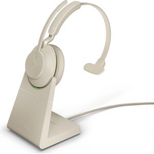 Jabra Evolve2 65 MS Mono Bluetooth Headset USB-C - Microsoft Teams gecertificeerd - Incl. Laadstandaard - Beige