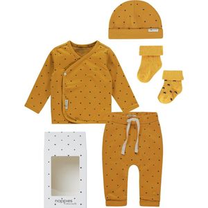 Noppies - Cadeauset - Kledingset - Biologische katoen - (5delig) - Broek Kris - Shirt Taylor - Muts Marjolein - 2paar sokjes - Honey Yellow - Maat 56
