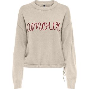 Only - Onlkatia Ls Text O-neck Cc Knt - Trui - Whitecap Gray