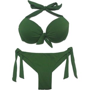 Vrouwen Push Up Bikini Top met Onderdraad en Braziliaanse Bikini Bottom