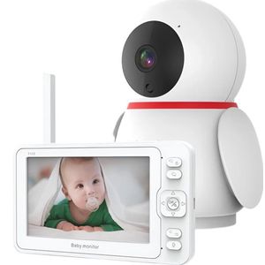 Babyfoon - met Camera - Baby Monitor - Binnencamera - PTZ-camera - 1080P - Wit - CMOS - 2MP - 4800mAh - Nachtzicht