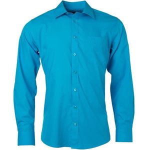James and Nicholson Heren Longsleeve Poplin Shirt (Turquoise)