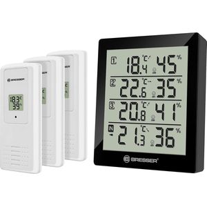 Bresser Weerstation - Temeo Thermo- en Hygrometer - Zwart incl. 3 Sensoren - Voor Binnen en Buiten