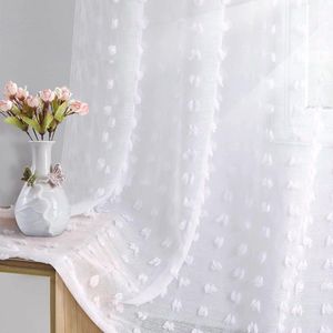 Riokem ® Woonkamer Gordijnen voor Kinderkamer Slaapkamer Pompons in Linnenlook Linnenstructuur Kant-en-klaar Gordijn voor Grote Ramen Wit 225 x 140 cm Set van 2