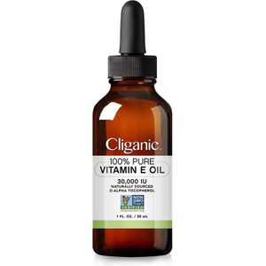Cliganic 100% Pure Vitamin E Oil for Skin, Hair & Face 30ml