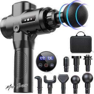 Mrs. Jones Spiermassagepistool Draagbare Massagepistool met Diepe Weefsels - 30 Snelheden Modi 8 Massagekoppen en LCD-scherm - om spieren te ontspannen en te herstellen van vermoeidheid. .
