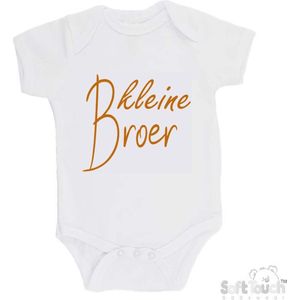 100% katoenen Romper ""Kleine broer"" Unisex Katoen Wit/tan Maat 68/74