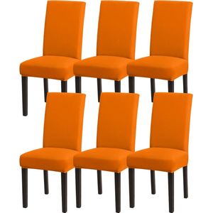 Stoelhoezen, set van 6, oranje, stretch eetkamerstoelhoezen voor eetkamerstoelen, afneembaar, wasbare spandex stoelhoes voor keukenstoelen, hotel, banket (oranje, 6 stuks)