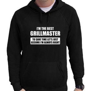 I'm the best grillmaster - always right hoodie zwart heren - BBQ cadeau verjaardag sweater met caupchon XL